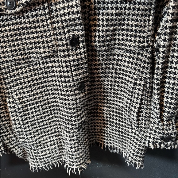 Zara Tweed Black and White Houndstooth Button Up Jacket Size Small - Picture 2 of 4